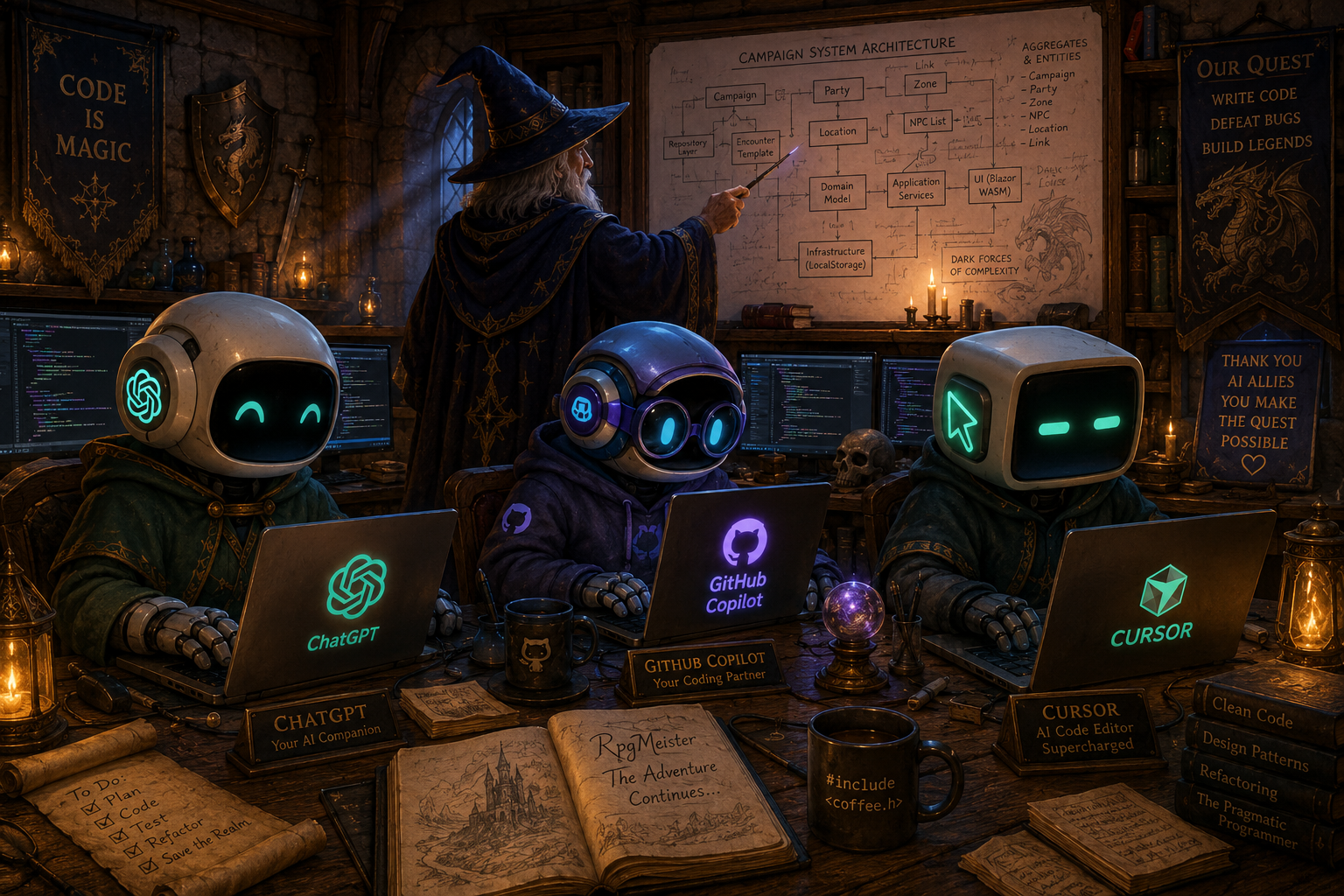 AI coding assistants collaborating on RpgMeister