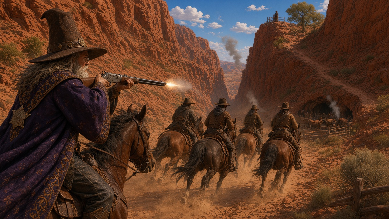 A canyon chase in the Devil's End narrows — the kind of country a tracker reads
